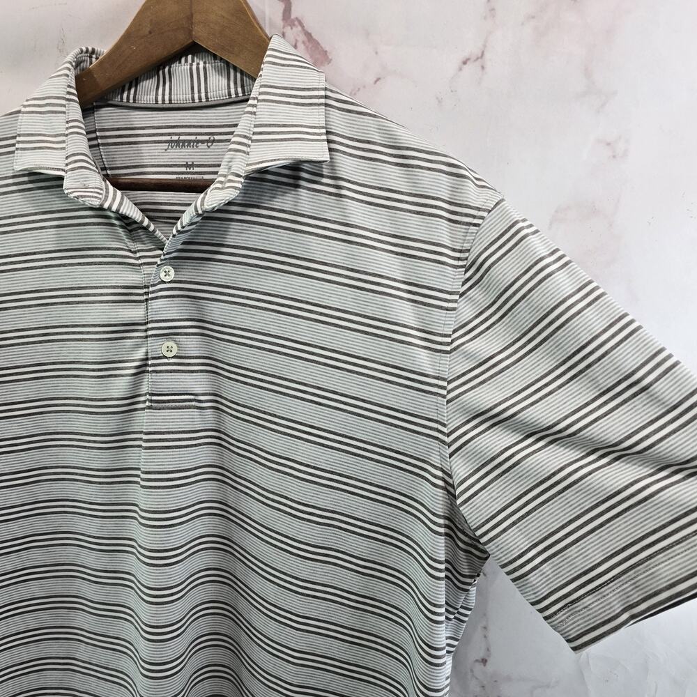 Johnnie O Shirt Mens Medium Gray Striped Polo Short Sleeve Golf Active - Picture 10 of 11